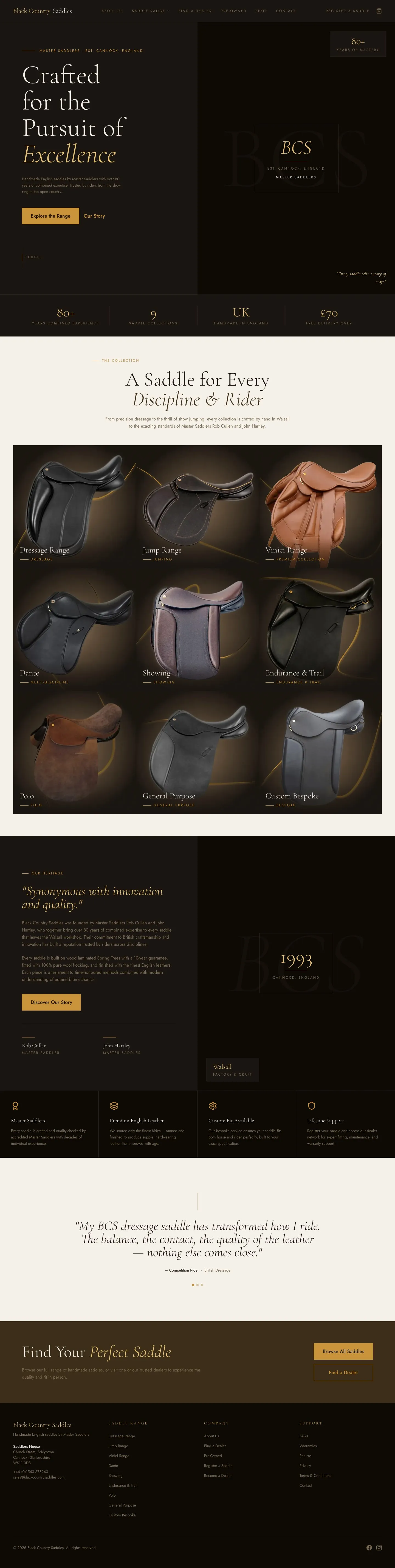 Black Country Saddles website preview